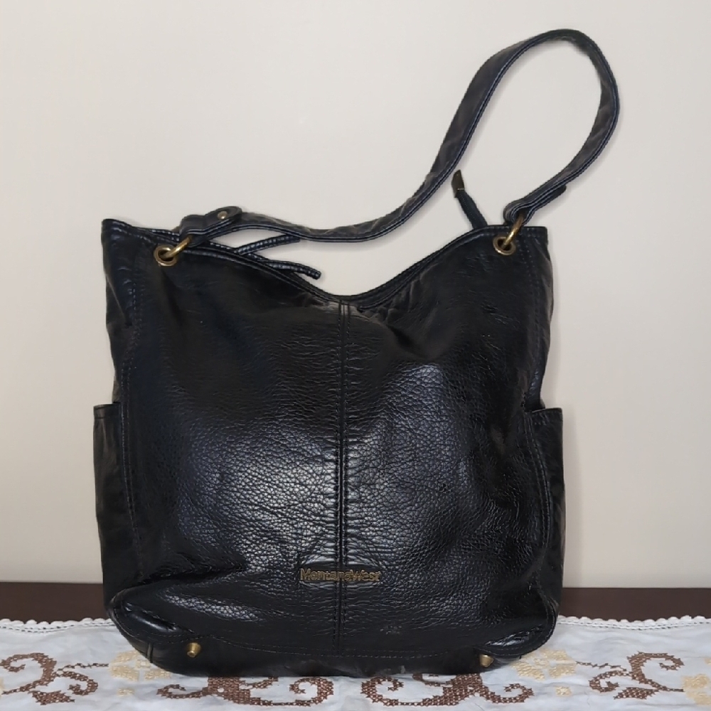 Large Montana West Black Vegan Shoulder Bag